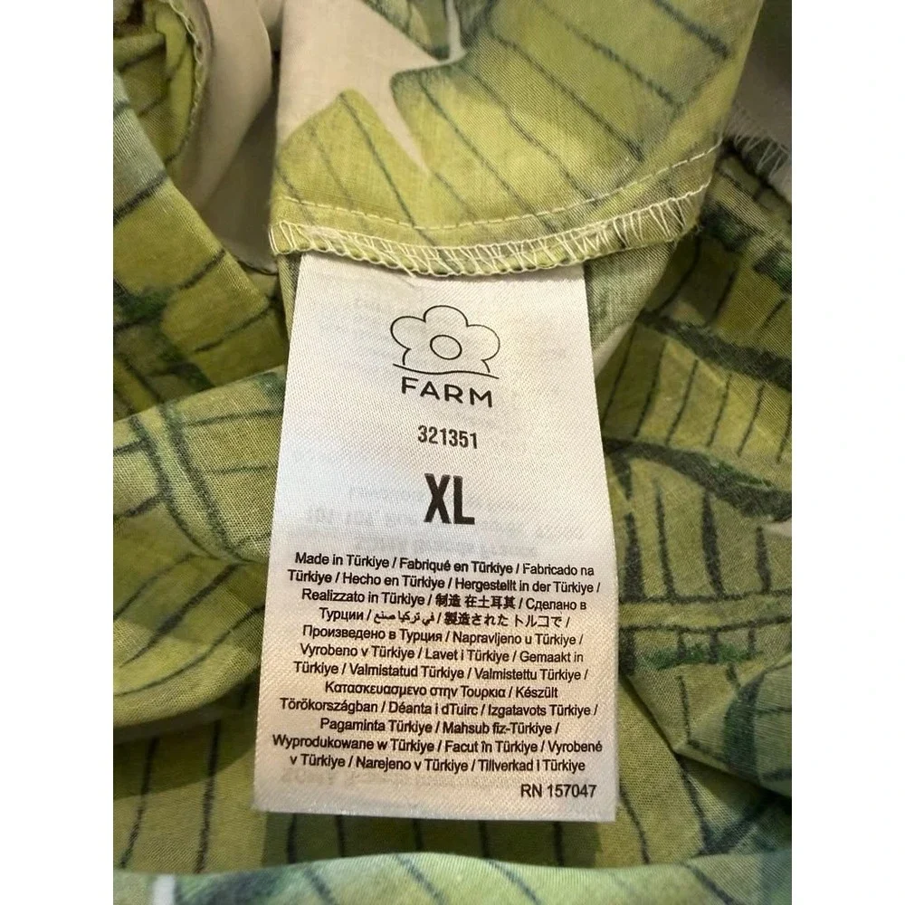Farm Rio Green Banana Leaf Tiered Midi Dress XL Tropical Beaded Straps Scalloped - Picture 6 of 10